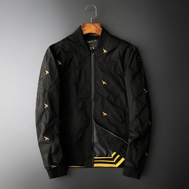 Stitching Bee Embroidery Polyester Jacket