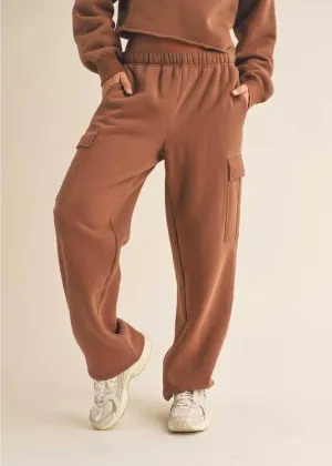 Tess Fleece Cargo Sweatpants - Chestnut