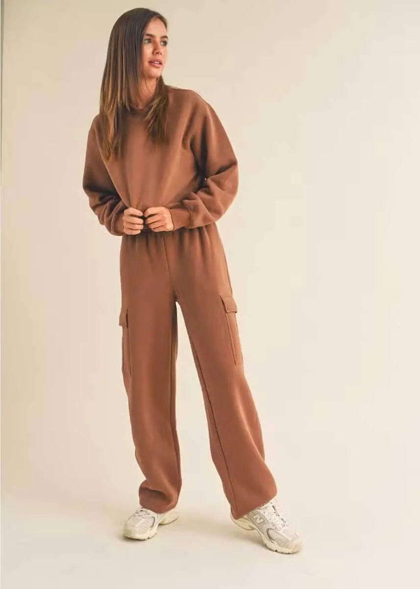 Tess Fleece Cargo Sweatpants - Chestnut