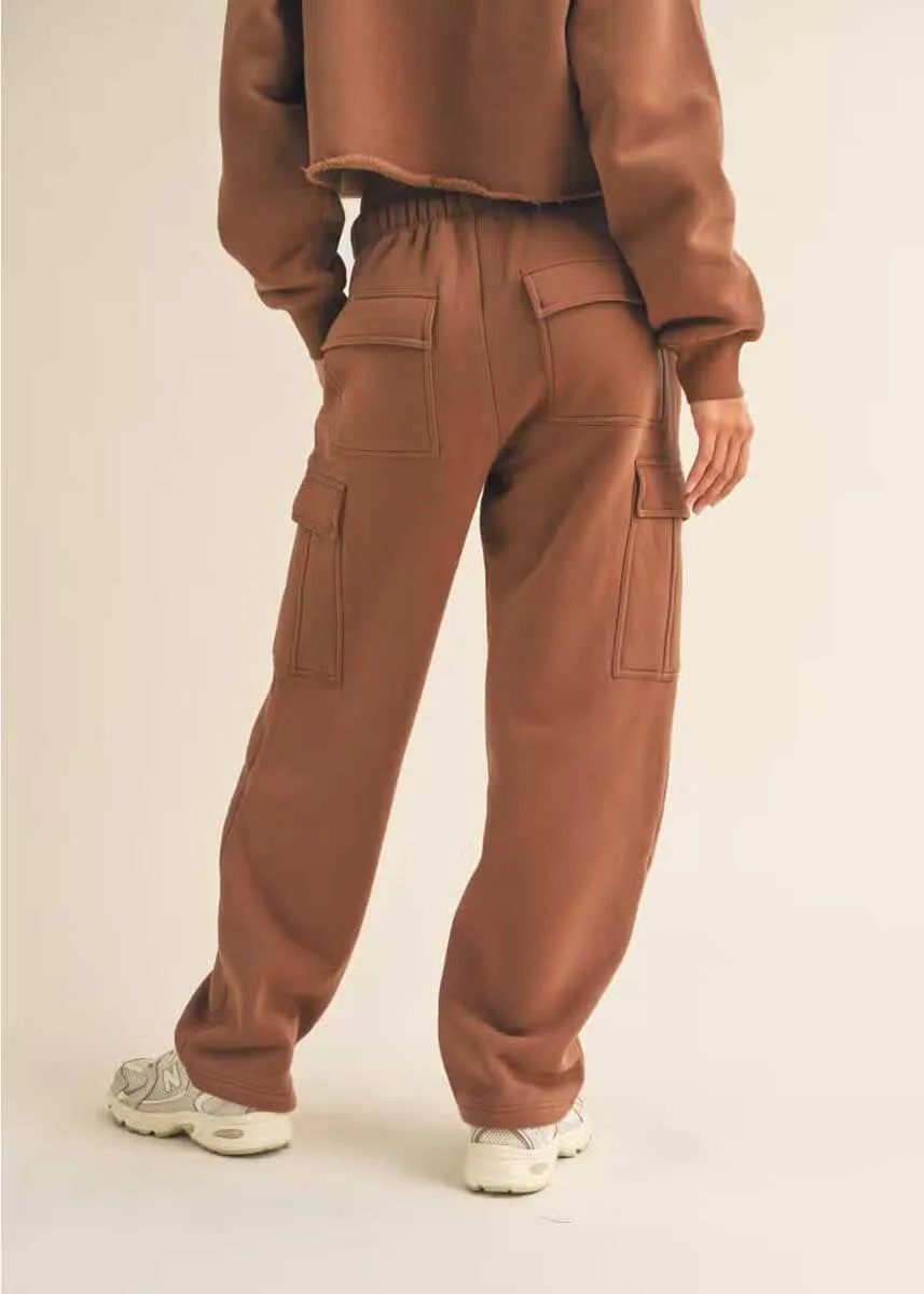 Tess Fleece Cargo Sweatpants - Chestnut