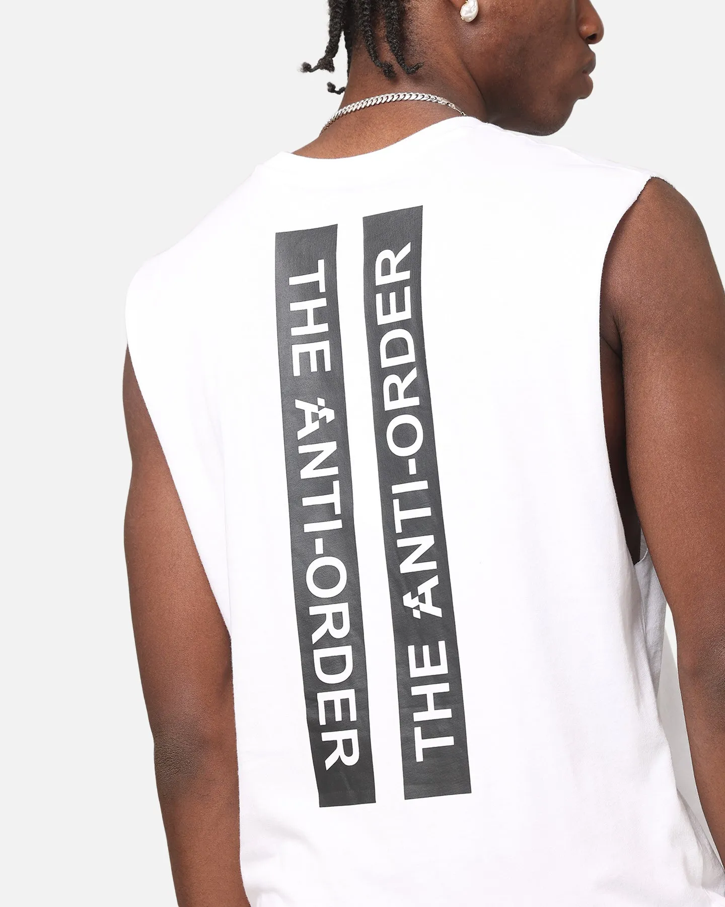 The Anti Order A Logo Merch Oversized Muscle T-Shirt White/Black