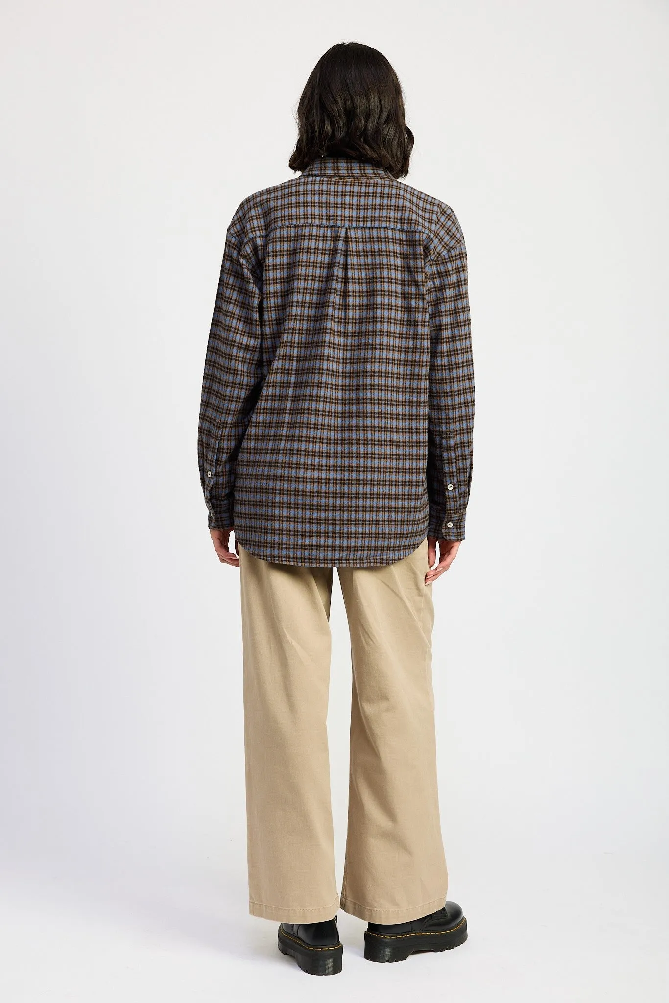 Trendy Cotton Oversized Plaid Shirt
