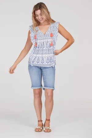 Tribal | Sleeveless | Sequined Blouse | With Tassels | Women's
