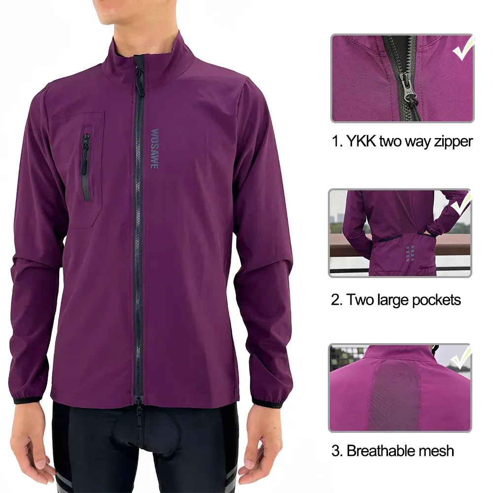 Ultralight Men's Cycling Windbreaker Windproof Jacket Bike Vest Water Resistant MTB Road Bicycle Long Jersey 2 Pockets