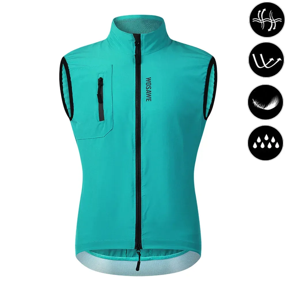 Ultralight Men's Cycling Windbreaker Windproof Jacket Bike Vest Water Resistant MTB Road Bicycle Long Jersey 2 Pockets