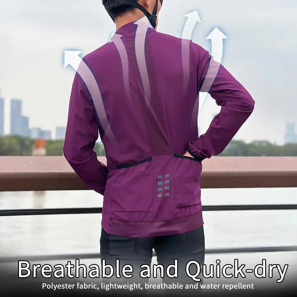 Ultralight Men's Cycling Windbreaker Windproof Jacket Bike Vest Water Resistant MTB Road Bicycle Long Jersey 2 Pockets
