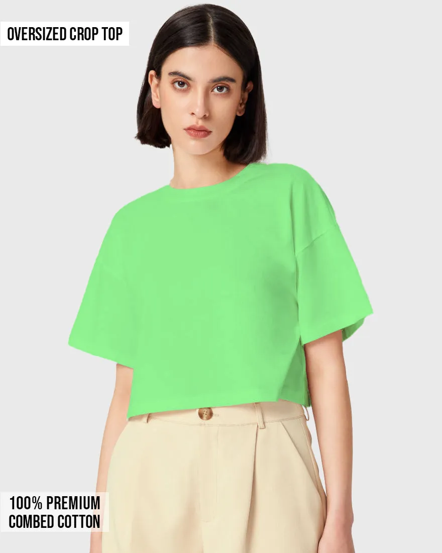 Womens Oversized Crop Top Plain TShirt