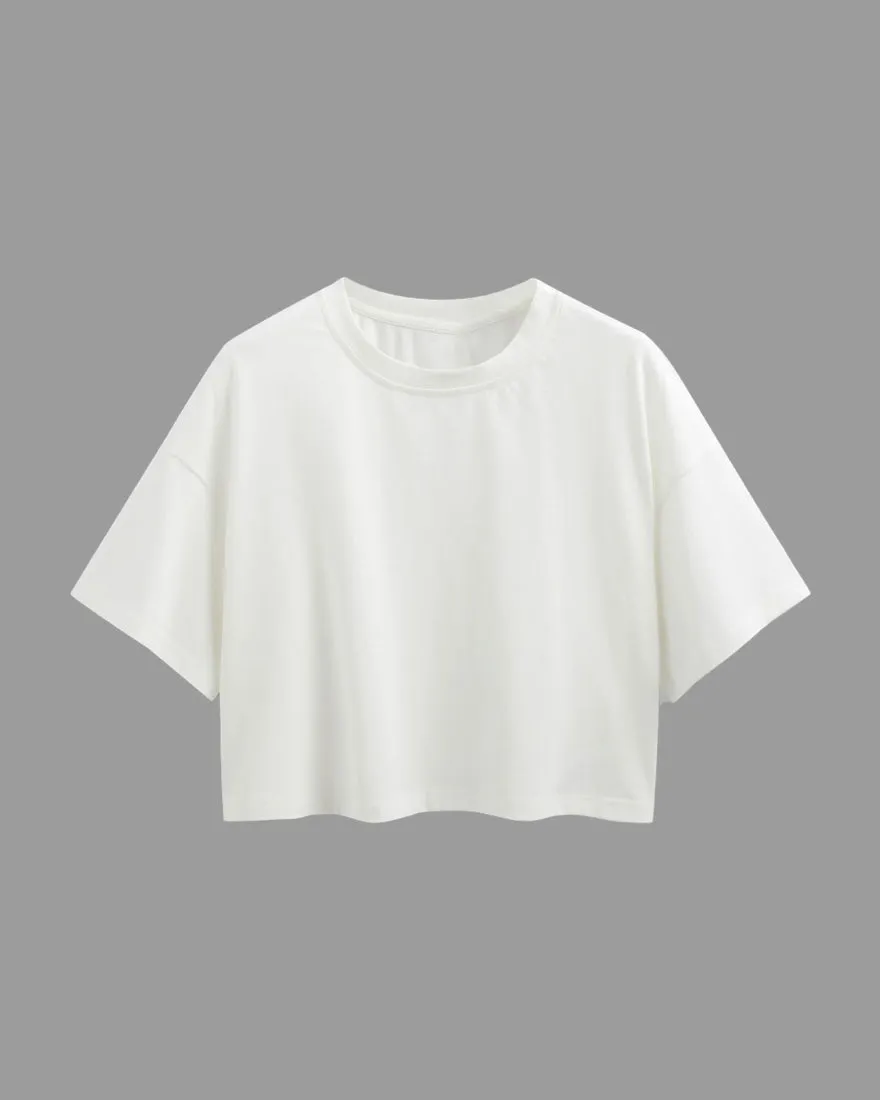 Womens Oversized Crop Top Plain TShirt