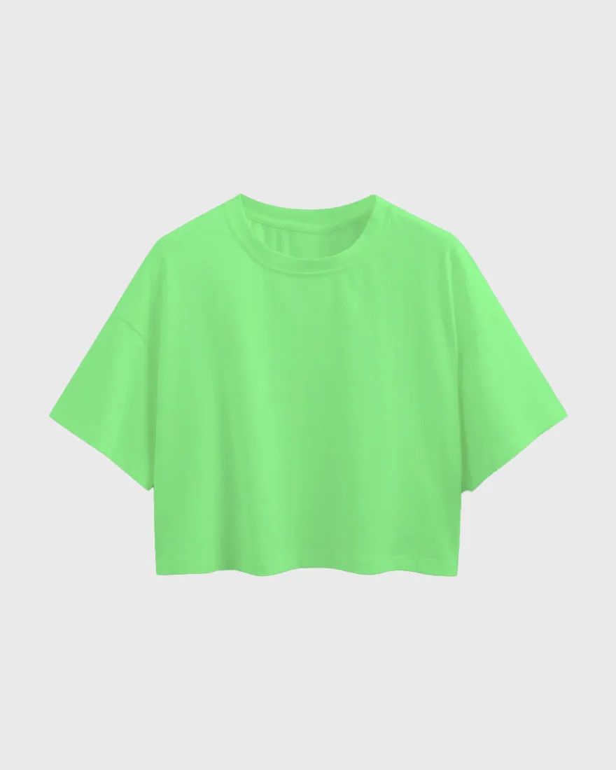 Womens Oversized Crop Top Plain TShirt