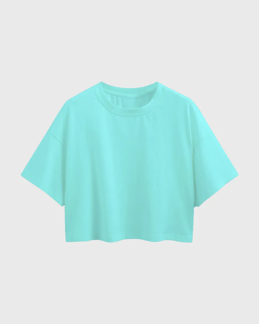 Womens Oversized Crop Top Plain TShirt