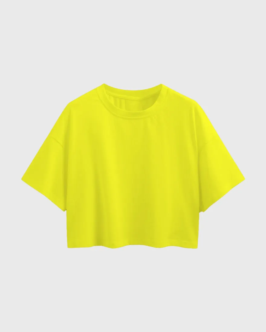 Womens Oversized Crop Top Plain TShirt
