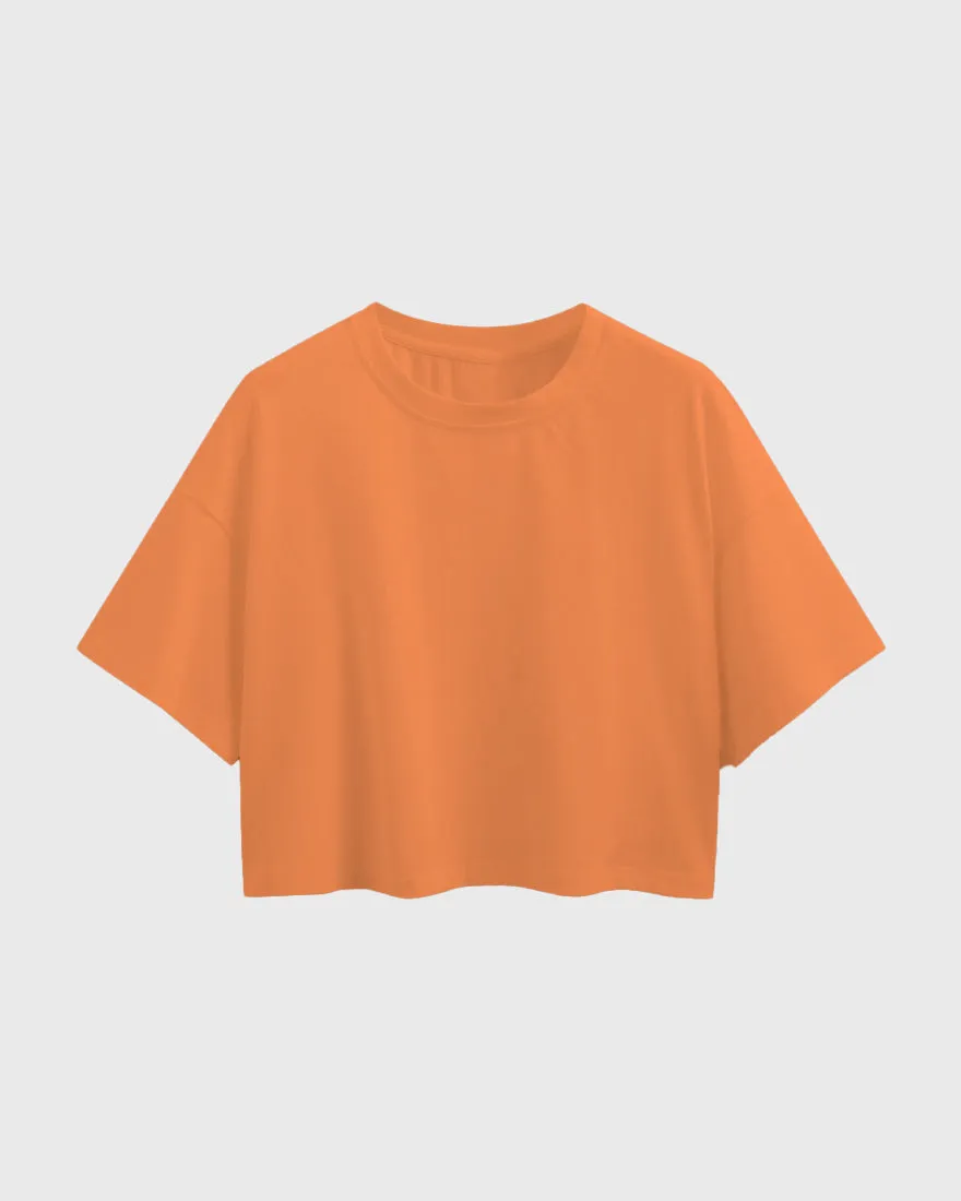 Womens Oversized Crop Top Plain TShirt