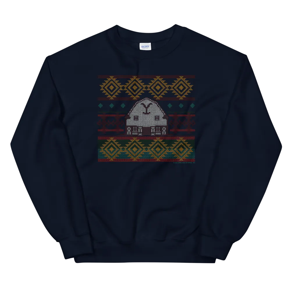 Yellowstone Dutton Ranch Holiday Barn Fleece Crewneck Sweatshirt