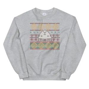 Yellowstone Dutton Ranch Holiday Barn Fleece Crewneck Sweatshirt