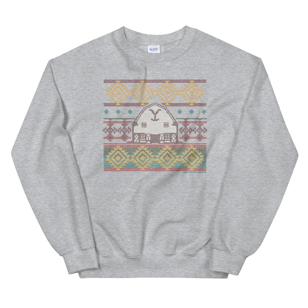 Yellowstone Dutton Ranch Holiday Barn Fleece Crewneck Sweatshirt